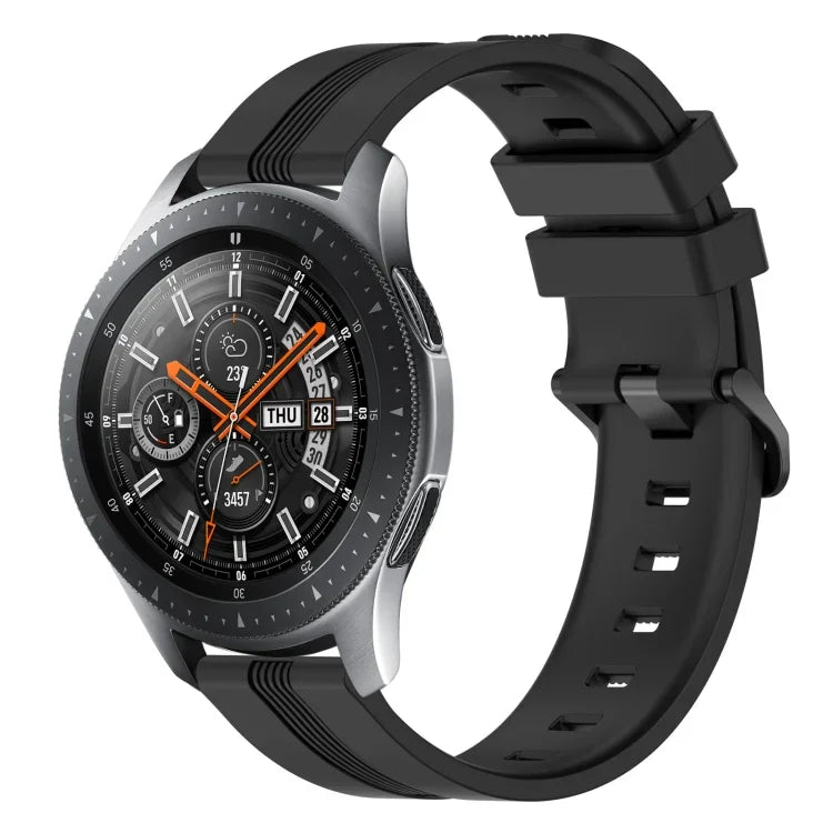 22mm 凹型ストライプシリコンウォッチバンド、Samsung Galaxy Watch3 45mm用、Samsung Galaxy Watch 46mm用、Samsung Gear S3 Classic用、Samsung Gear S3 Frontier用