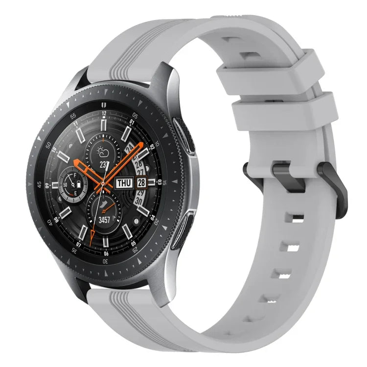 22mm 凹型ストライプシリコンウォッチバンド、Samsung Galaxy Watch3 45mm用、Samsung Galaxy Watch 46mm用、Samsung Gear S3 Classic用、Samsung Gear S3 Frontier用