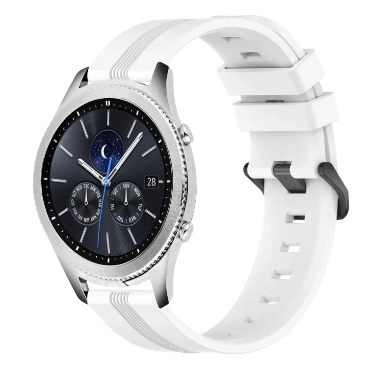 22mm 凹型ストライプシリコンウォッチバンド、Samsung Galaxy Watch3 45mm用、Samsung Galaxy Watch 46mm用、Samsung Gear S3 Classic用、Samsung Gear S3 Frontier用