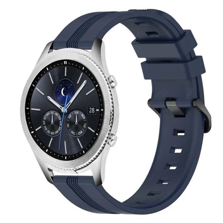 22mm 凹型ストライプシリコンウォッチバンド、Samsung Galaxy Watch3 45mm用、Samsung Galaxy Watch 46mm用、Samsung Gear S3 Classic用、Samsung Gear S3 Frontier用