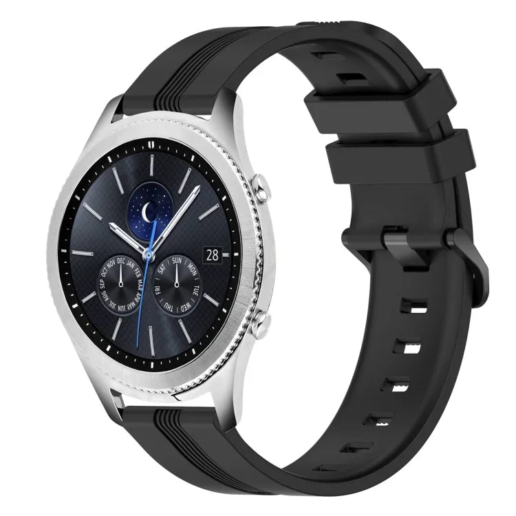 22mm 凹型ストライプシリコンウォッチバンド、Samsung Galaxy Watch3 45mm用、Samsung Galaxy Watch 46mm用、Samsung Gear S3 Classic用、Samsung Gear S3 Frontier用