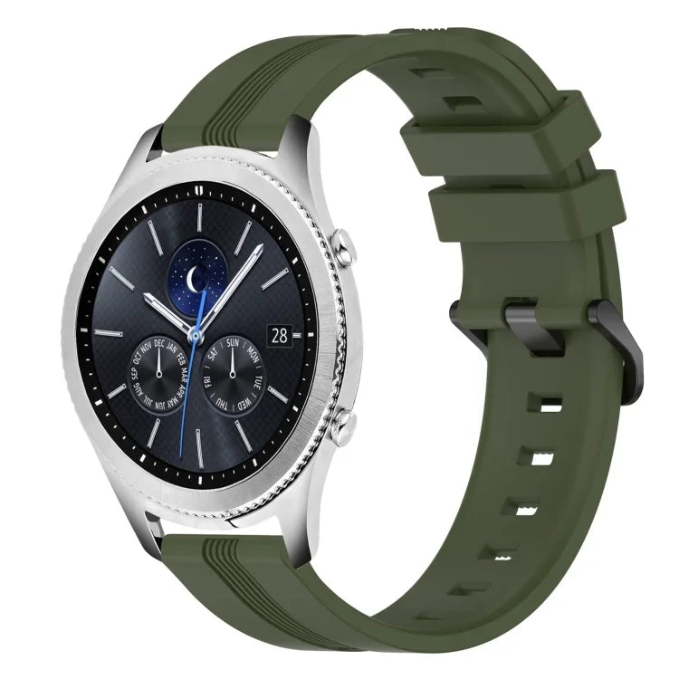 22mm 凹型ストライプシリコンウォッチバンド、Samsung Galaxy Watch3 45mm用、Samsung Galaxy Watch 46mm用、Samsung Gear S3 Classic用、Samsung Gear S3 Frontier用
