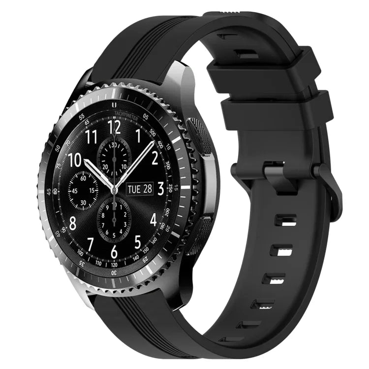 22mm 凹型ストライプシリコンウォッチバンド、Samsung Galaxy Watch3 45mm用、Samsung Galaxy Watch 46mm用、Samsung Gear S3 Classic用、Samsung Gear S3 Frontier用