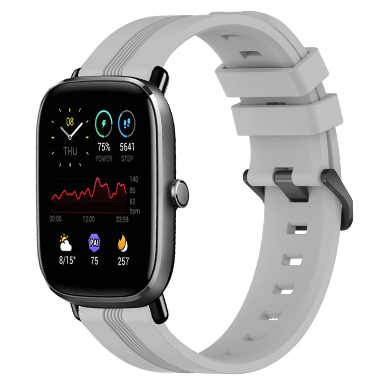 20mm Concave Striped Slicone Watch Band, For Amazfit GTS 4, For Amazfit GTS 3, For Amazfit GTS 2E, For Amazfit GTS 2 Mini