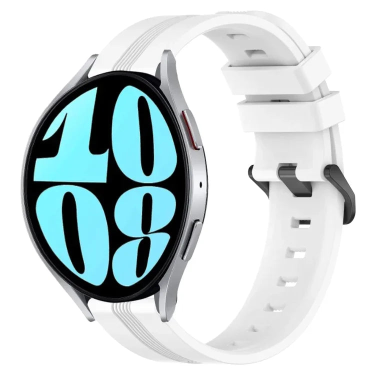 20mm 凹型ストライプシリコン時計バンド、Samsung Galaxy Watch 6 40mm用、Samsung Galaxy Watch 6 Classic 43mm用