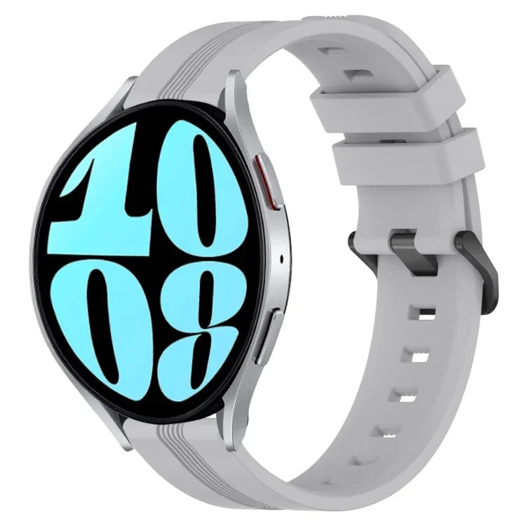 20mm Concave Striped Slicone Watch Band, For Samsung Galaxy Watch 6 40mm, For Samsung Galaxy Watch 6 Classic 43mm
