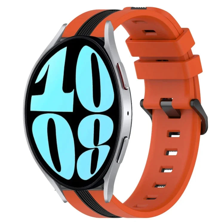 20mm 縦二色シリコン時計バンド、Samsung Galaxy Watch 6 40mm用、Samsung Galaxy Watch 6 Classic 43mm用