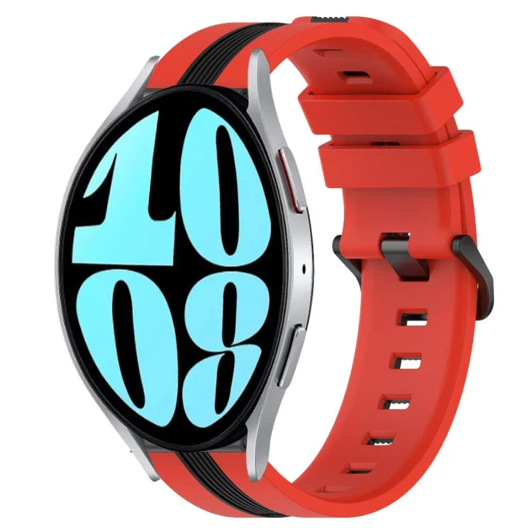 20mm 縦二色シリコン時計バンド、Samsung Galaxy Watch 6 40mm用、Samsung Galaxy Watch 6 Classic 43mm用