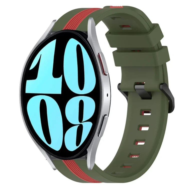 20mm 縦二色シリコン時計バンド、Samsung Galaxy Watch 6 40mm用、Samsung Galaxy Watch 6 Classic 43mm用
