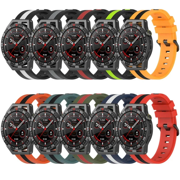 20mm 縦二色シリコン時計バンド、Samsung Galaxy Watch 6 40mm用、Samsung Galaxy Watch 6 Classic 43mm用