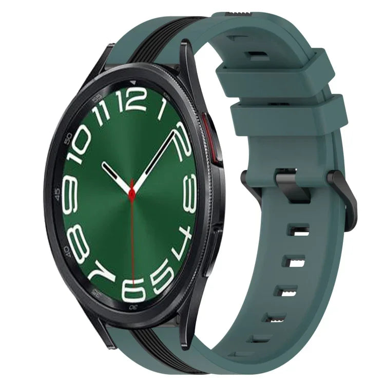 20mm 縦二色シリコン時計バンド、Samsung Galaxy Watch 6 40mm用、Samsung Galaxy Watch 6 Classic 43mm用