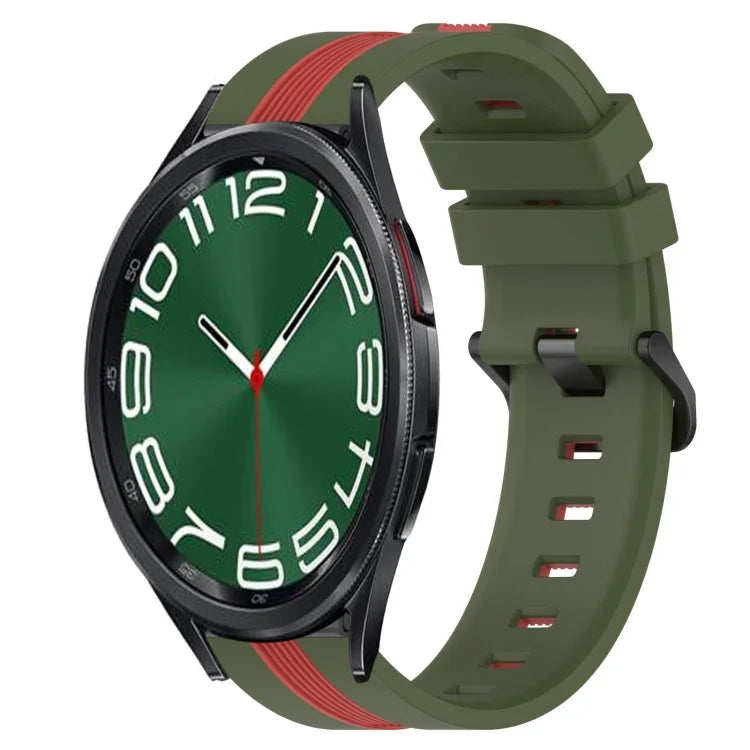 20mm 縦二色シリコン時計バンド、Samsung Galaxy Watch 6 40mm用、Samsung Galaxy Watch 6 Classic 43mm用