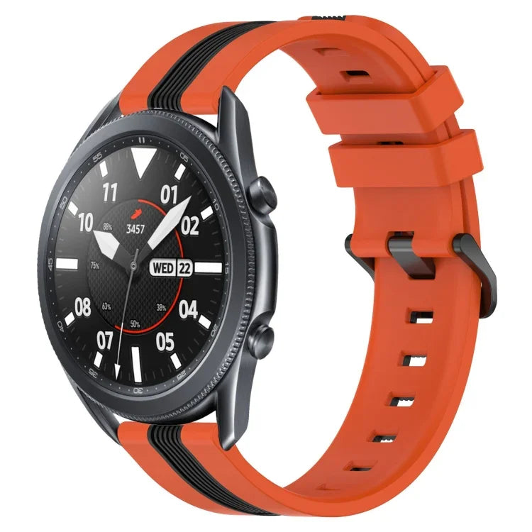 22mm 縦二色シリコン時計バンド、Samsung Galaxy Watch3 45mm用、Samsung Galaxy Watch 46mm用、Samsung Gear S3 Classic用、Samsung Gear S3 Frontier用
