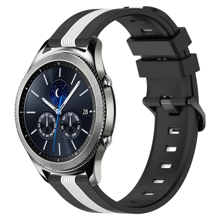 22mm Vertical Two-Color Silicone Watch Band, For Samsung Galaxy Watch3 45mm, For Samsung Galaxy Watch 46mm, For Samsung Gear S3 Classic, For Samsung Gear S3 Frontier