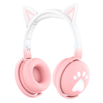 KE28 RGB かわいい猫耳 Bluetooth ワイヤレス音楽ヘッドセット 取り外し可能マイク付き
