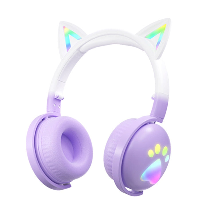 KE28 RGB かわいい猫耳 Bluetooth ワイヤレス音楽ヘッドセット 取り外し可能マイク付き