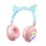 KE28 RGB かわいい猫耳 Bluetooth ワイヤレス音楽ヘッドセット 取り外し可能マイク付き
