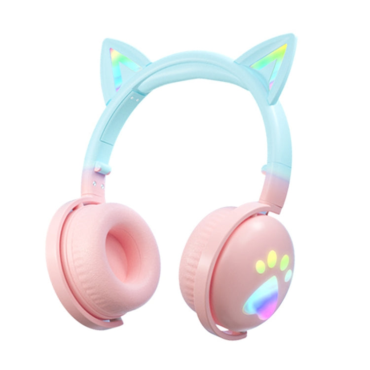 KE28 RGB かわいい猫耳 Bluetooth ワイヤレス音楽ヘッドセット 取り外し可能マイク付き