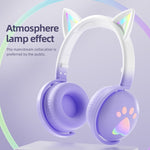 KE28 RGB かわいい猫耳 Bluetooth ワイヤレス音楽ヘッドセット 取り外し可能マイク付き