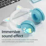 KE28 RGB かわいい猫耳 Bluetooth ワイヤレス音楽ヘッドセット 取り外し可能マイク付き
