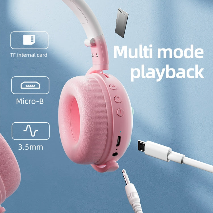 KE28 RGB かわいい猫耳 Bluetooth ワイヤレス音楽ヘッドセット 取り外し可能マイク付き
