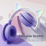 KE28 RGB かわいい猫耳 Bluetooth ワイヤレス音楽ヘッドセット 取り外し可能マイク付き
