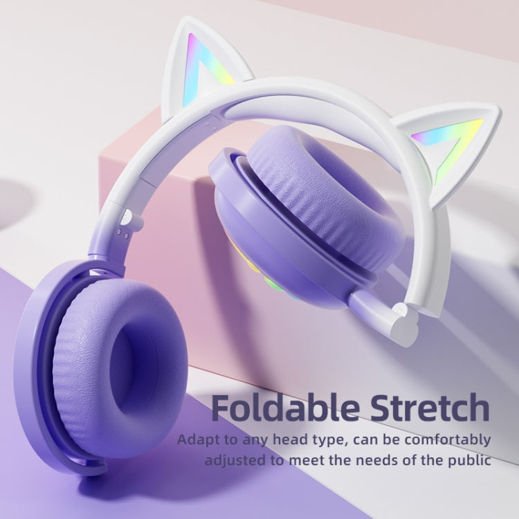 KE28 RGB かわいい猫耳 Bluetooth ワイヤレス音楽ヘッドセット 取り外し可能マイク付き