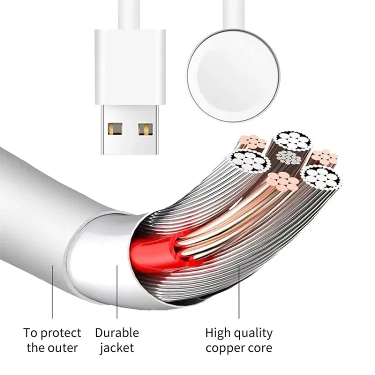 1m USB マグネット高速充電ケーブル Apple Watch シリーズ Ultra/8/7/6/SE/SE2/5/4/3/2/1 用、DS-XB011