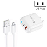 PD04 Type-C + USB モバイルフォン充電器 USB to 8ピンケーブル付き、USプラグ、USプラグ + USB to 8ピンケーブル