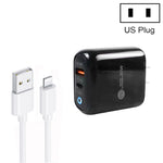 PD04 Type-C + USB モバイルフォン充電器 USB to 8ピンケーブル付き、USプラグ、USプラグ + USB to 8ピンケーブル