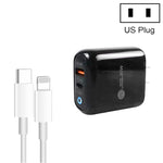 PD04 Type-C + USB モバイルフォン充電器 Type-C to 8ピンケーブル付き、USプラグ、USプラグ + Type-C to 8ピンケーブル