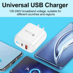 PD04 Type-C + USB モバイルフォン充電器 Type-C to 8ピンケーブル付き、USプラグ、USプラグ + Type-C to 8ピンケーブル