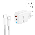 PD04 Type-C + USB 携帯電話充電器 Type-C to Type-C ケーブル付き、EUプラグ、EUプラグ + Type-C to Type-C ケーブル