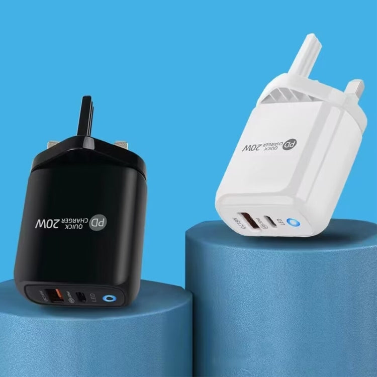 PD04 Type-C + USB 携帯電話充電器 Type-C to Type-C ケーブル付き、UKプラグ、UKプラグ + Type-C to Type-C ケーブル
