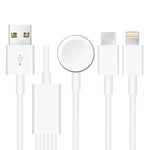 Apple Watchシリーズ＆iPhone＆Type-Cポート搭載スマホ用 3in1 USBマグネット充電ケーブル 4ft/1.2m DS-XB017