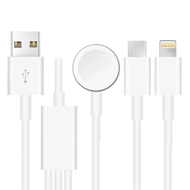 Apple Watchシリーズ＆iPhone＆Type-Cポート搭載スマホ用 3in1 USBマグネット充電ケーブル 4ft/1.2m DS-XB017