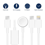 Apple Watchシリーズ＆デュアルType-Cプラグ搭載スマホ用 3in1 USBマグネット充電ケーブル 4ft/1.2m DS-XB020