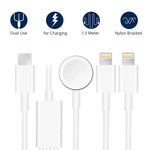 Apple Watch シリーズ & iPhone 用 3-in-1 Type-C 磁気充電ケーブル 4ft/1.2m, DS-XB019