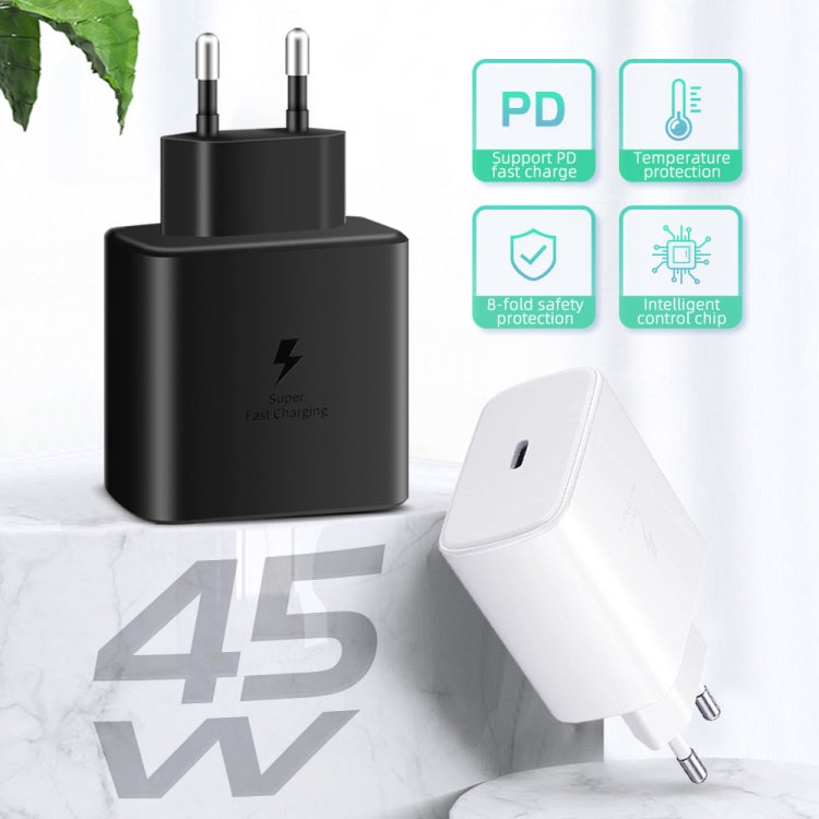 M135 45W USB-C / Type-Cポート急速充電器 5A Type-C to Type-Cケーブル付き、EUプラグ、EUプラグ＋Type-Cケーブル