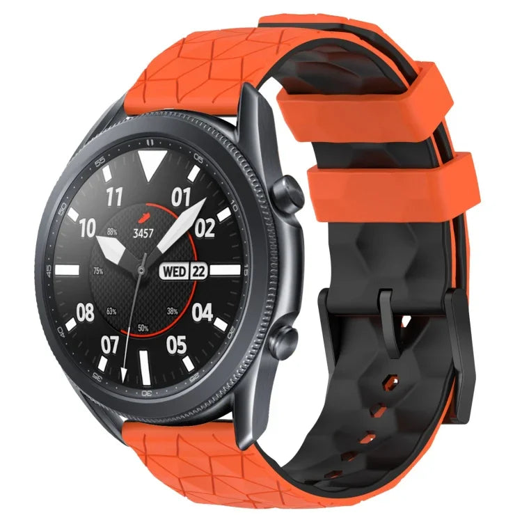 22mmフットボールパターン二色シリコンウォッチバンド Samsung Galaxy Watch3 45mm用、Samsung Galaxy Watch 46mm用、Samsung Gear S3 Classic用、Samsung Gear S3 Frontier用