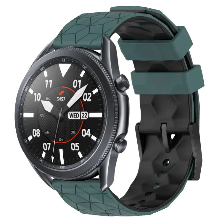 22mm Football Pattern Two-Color Silicone Watch Band, For Samsung Galaxy Watch3 45mm, For Samsung Galaxy Watch 46mm, For Samsung Gear S3 Classic, For Samsung Gear S3 Frontier