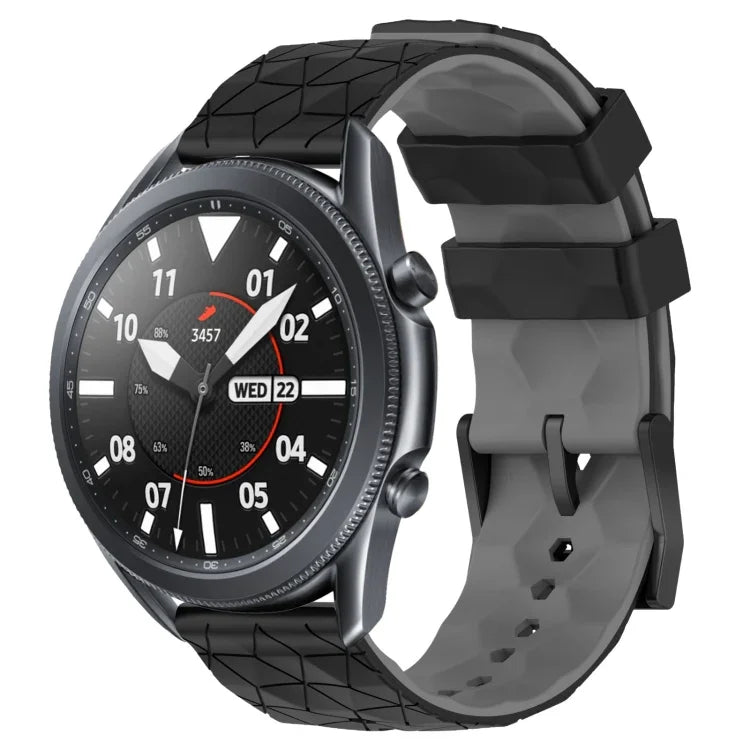 22mm Football Pattern Two-Color Silicone Watch Band, For Samsung Galaxy Watch3 45mm, For Samsung Galaxy Watch 46mm, For Samsung Gear S3 Classic, For Samsung Gear S3 Frontier