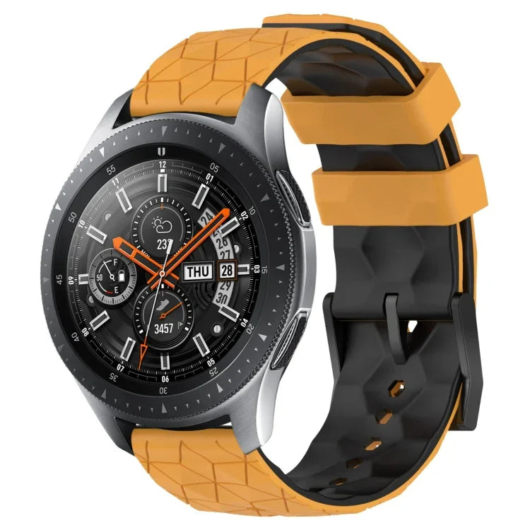 22mm Football Pattern Two-Color Silicone Watch Band, For Samsung Galaxy Watch3 45mm, For Samsung Galaxy Watch 46mm, For Samsung Gear S3 Classic, For Samsung Gear S3 Frontier