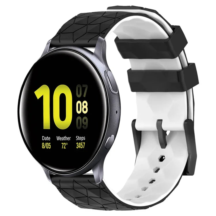 20mm フットボール柄ツートンカラーシリコン時計バンド、Samsung Galaxy Watch Active 2 44mm 用、Samsung Galaxy Watch 42mm 用
