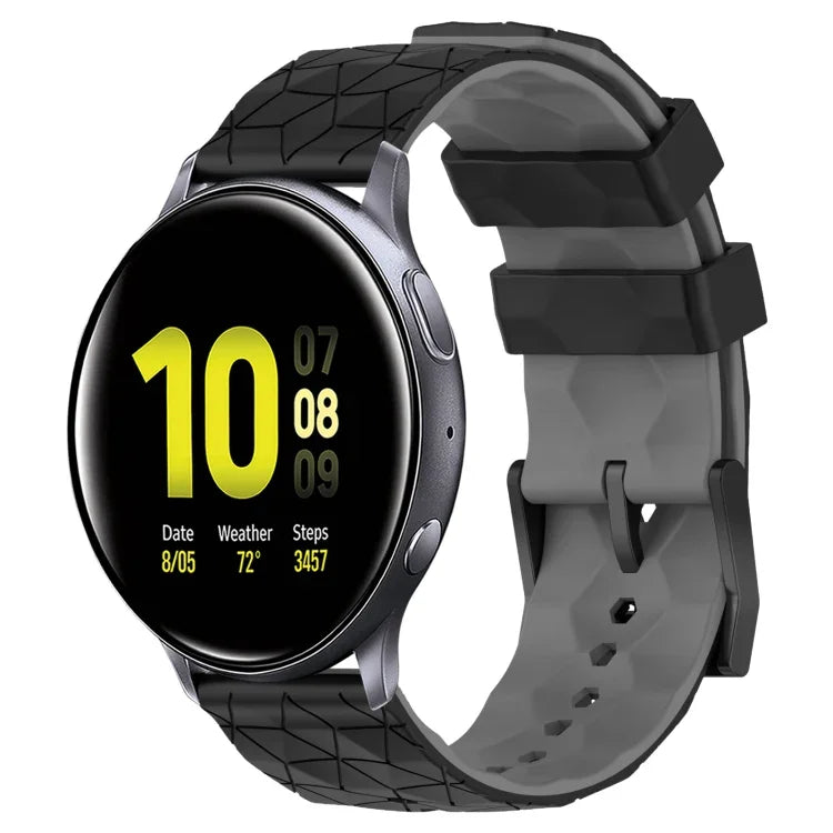 20mm フットボール柄ツートンカラーシリコン時計バンド、Samsung Galaxy Watch Active 2 44mm 用、Samsung Galaxy Watch 42mm 用