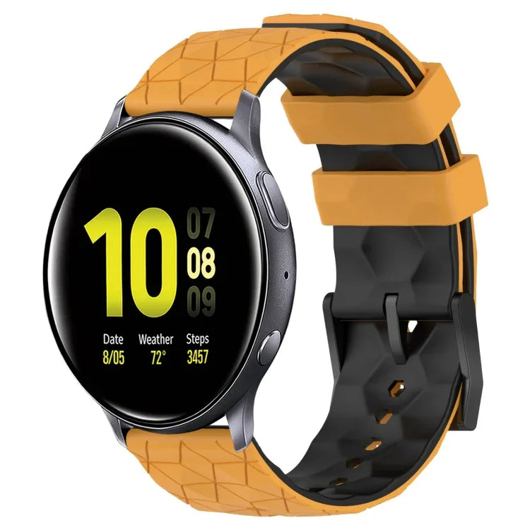 20mm フットボール柄ツートンカラーシリコン時計バンド、Samsung Galaxy Watch Active 2 44mm 用、Samsung Galaxy Watch 42mm 用
