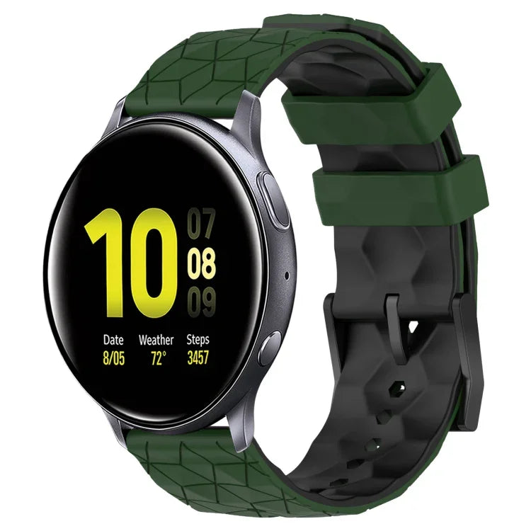 20mm フットボール柄ツートンカラーシリコン時計バンド、Samsung Galaxy Watch Active 2 44mm 用、Samsung Galaxy Watch 42mm 用
