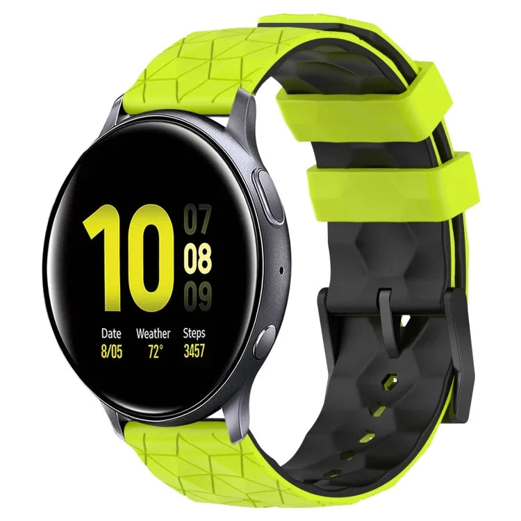 20mm フットボール柄ツートンカラーシリコン時計バンド、Samsung Galaxy Watch Active 2 44mm 用、Samsung Galaxy Watch 42mm 用