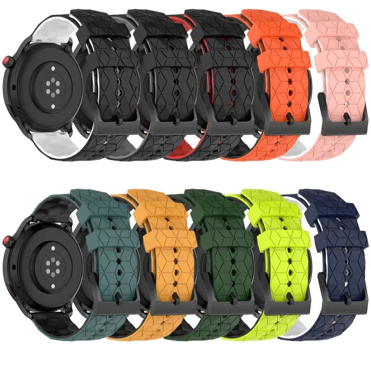 20mm フットボール柄ツートンカラーシリコン時計バンド、Samsung Galaxy Watch Active 2 44mm 用、Samsung Galaxy Watch 42mm 用