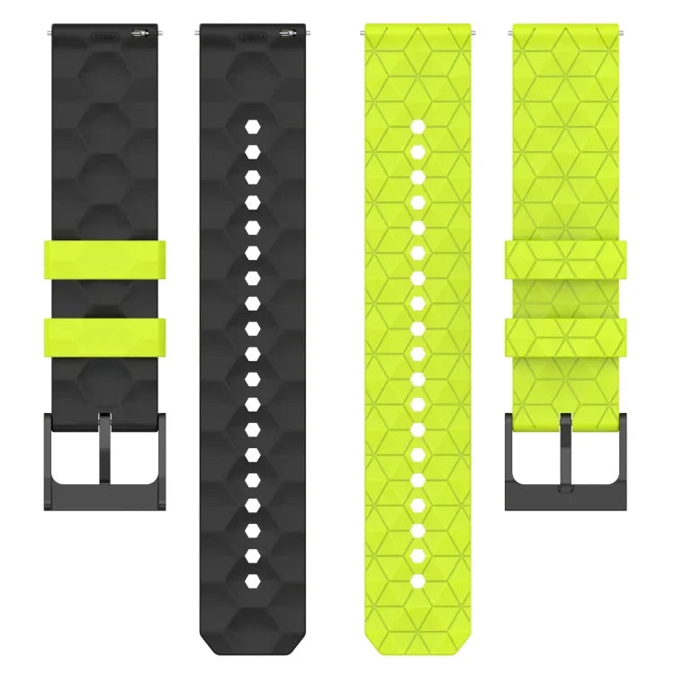 20mm フットボール柄ツートンカラーシリコン時計バンド、Samsung Galaxy Watch Active 2 44mm 用、Samsung Galaxy Watch 42mm 用